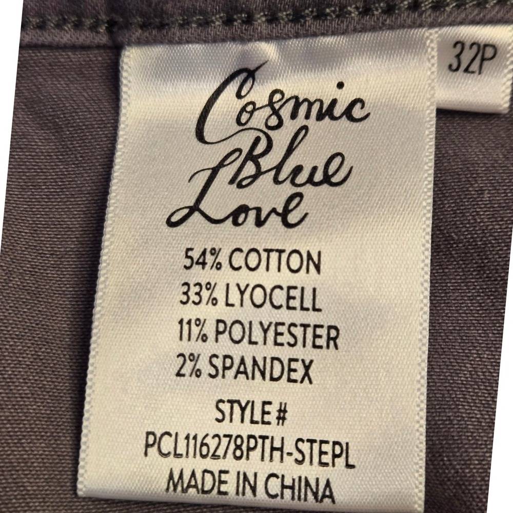 Cosmic Blue Love‎ Grey Cargo Utility Pants Women 32P High Rise Slim Straight Leg - Picture 3 of 10